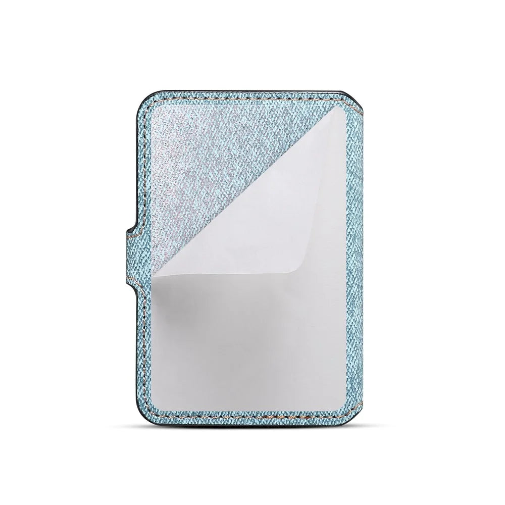 Color Matching Adhesive Card Holder for Mobile Phones Leather Card Bag with Kickstand - Blue - 3