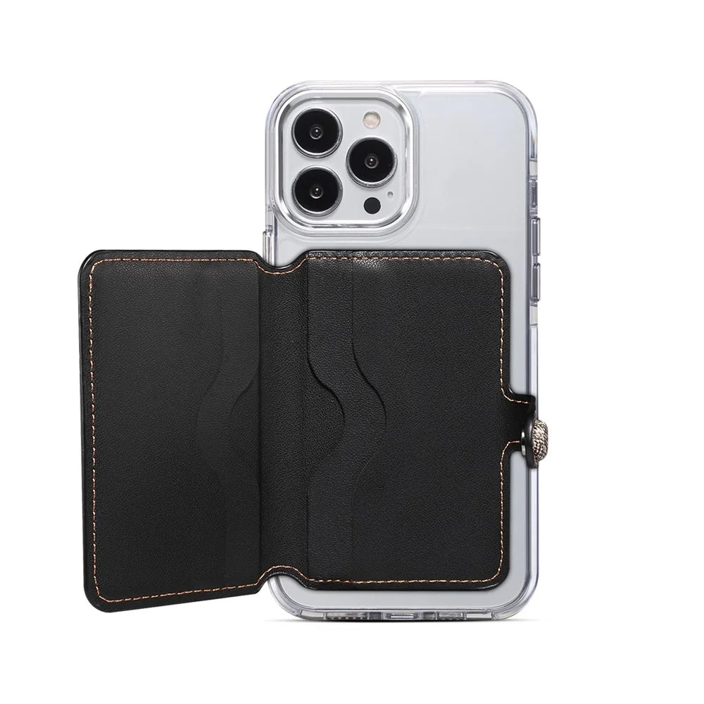 Color Matching Adhesive Card Holder for Mobile Phones Leather Card Bag with Kickstand - Blue - 5