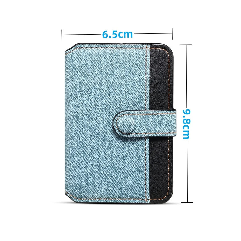 Color Matching Adhesive Card Holder for Mobile Phones Leather Card Bag with Kickstand - Blue - 6