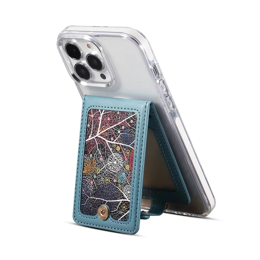 Adhesive Card Holder Kickstand RFID Blocking Credit Card Sleeves Sticker for Smartphones - Blue - 2