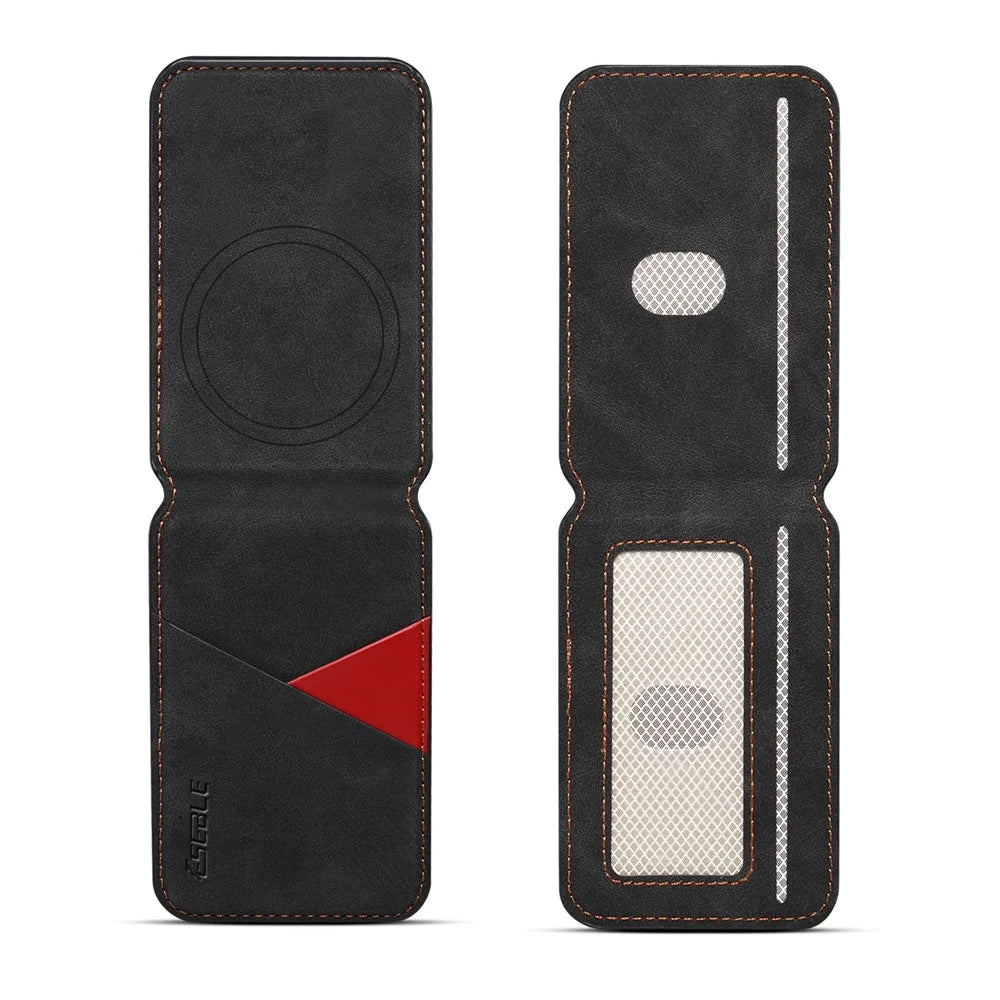 ESEBLE Magnetic Card Holder RFID Blocking Phone Leather Wallet Kickstand - Black - 4