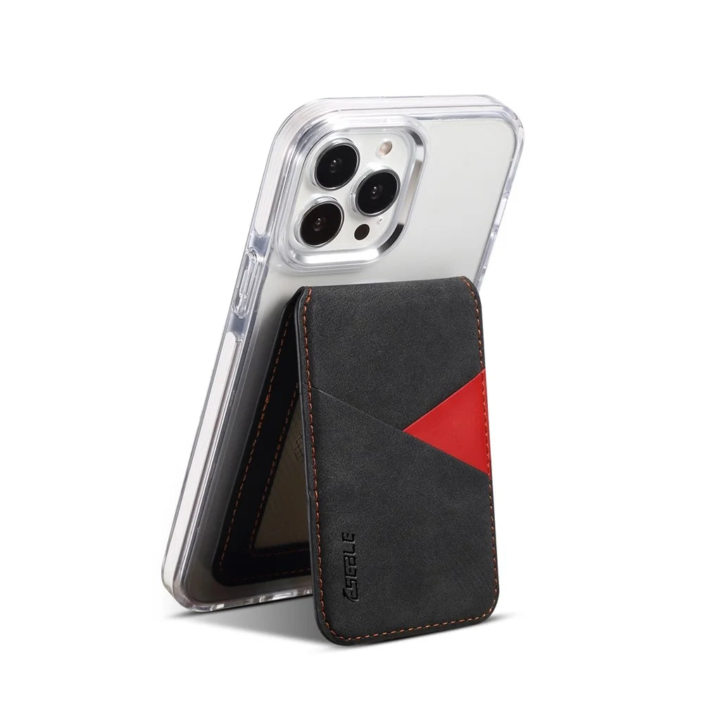 ESEBLE Magnetic Card Holder RFID Blocking Phone Leather Wallet Kickstand - Black - 5