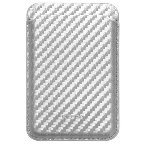 KZDOO Carbon Fiber Texture Magnetic Card Holder Cell Phone Leather Wallet - Silver - 1