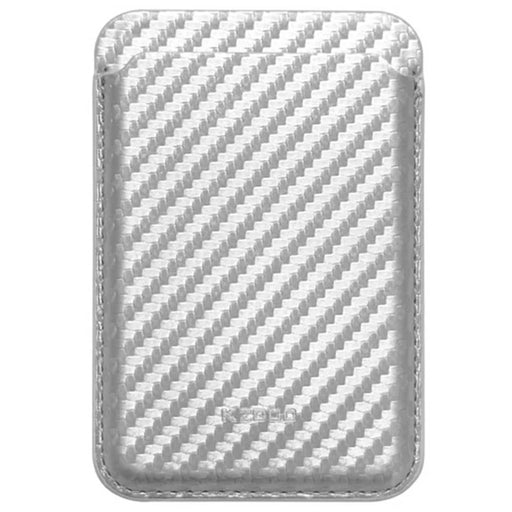 KZDOO Carbon Fiber Texture Magnetic Card Holder Cell Phone Leather Wallet - Silver - 1