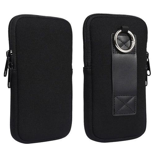 6.1-inch Phone Storage Pouch Waist Belt Backpack Hanging Nylon Phone Bag for iPhone 17 Pro / 17 / Samsung Galaxy S26 - Black - 1