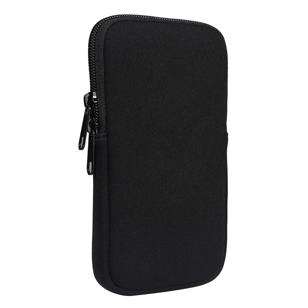 7.2-inch Phone Storage Pouch Waist Belt Backpack Hanging Nylon Phone Bag - Black - 7