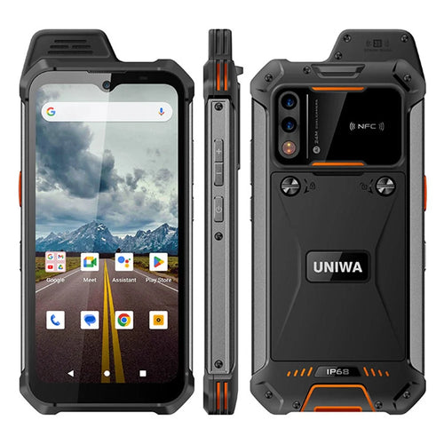 UNIWA W999 Waterproof Smartphone 8GB+128GB 6.3-Inch FHD 5000mAh Andriod Mobile Phone NFC - Black / Orange - 1