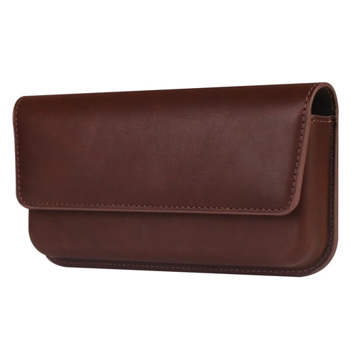 Pouch Holder for 6.7 - 6.9 Inch Phone Large Flap Horizontal Double Magnetic Phone Waist Bag - Coffee - 1