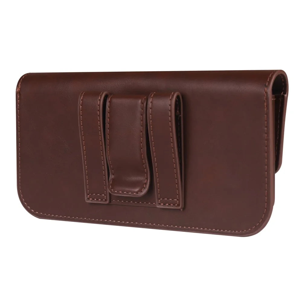 Pouch Holder for 6.7 - 6.9 Inch Phone Large Flap Horizontal Double Magnetic Phone Waist Bag - Coffee - 2