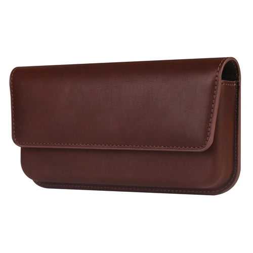Horizontal Double Magnetic Phone Waist Bag for Universal 6.1-6.3 Inch PU Leather Belt Pouch - Coffee - 1