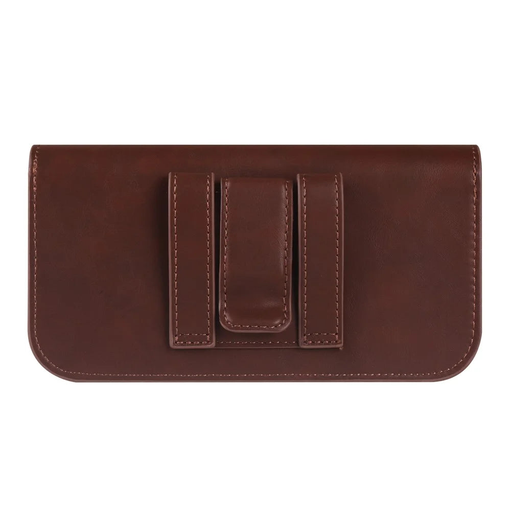Horizontal Double Magnetic Phone Waist Bag for Universal 6.1-6.3 Inch PU Leather Belt Pouch - Coffee - 4