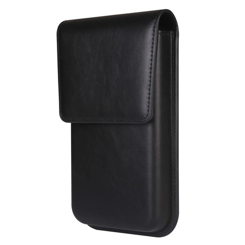 Universal Vertical Waist Pouch For Smartphones 6.7-6.9 Inch PU Leather Magnetic Closure Large Flap Design Phone Bag - Black - 1