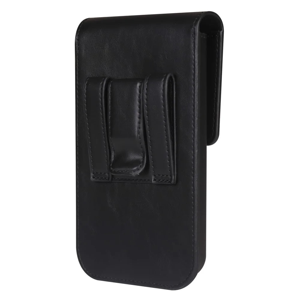 Universal Vertical Waist Pouch For Smartphones 6.7-6.9 Inch PU Leather Magnetic Closure Large Flap Design Phone Bag - Black - 2