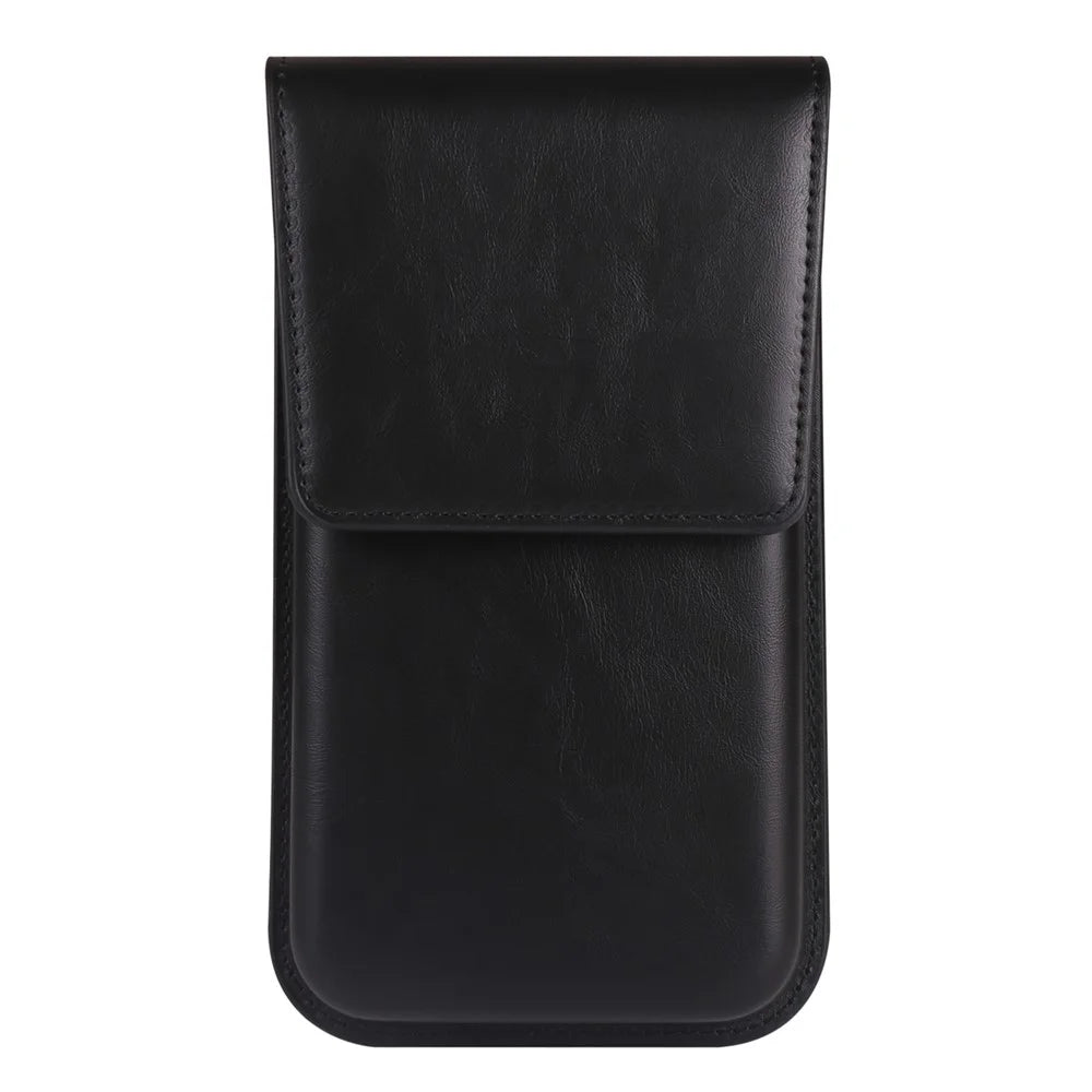 Universal Vertical Waist Pouch For Smartphones 6.7-6.9 Inch PU Leather Magnetic Closure Large Flap Design Phone Bag - Black - 3