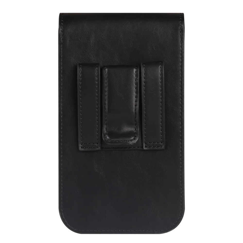 Universal Vertical Waist Pouch For Smartphones 6.7-6.9 Inch PU Leather Magnetic Closure Large Flap Design Phone Bag - Black - 4