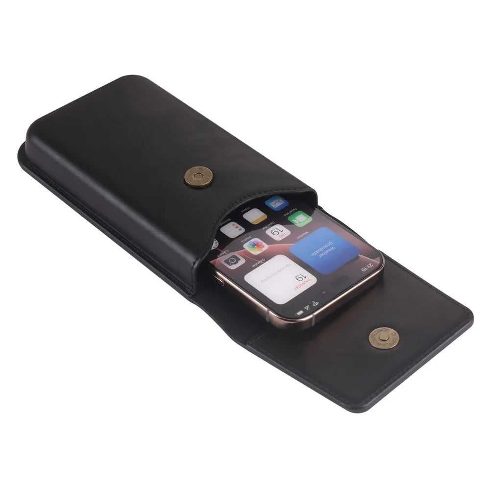 Vertical Phone Holster Belt Clip Case for Universal 6.1-6.3 Inch Waist Phone Pouch Large Flap Design - Black - 6