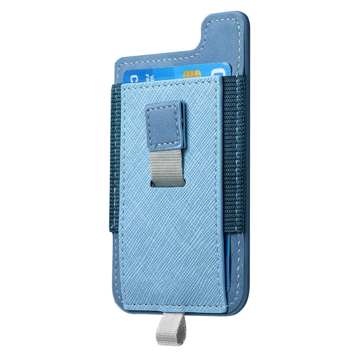 MC-W14 Magnetic Pull-Out Card Holder Large Capacity PU Leather Card Bag - Blue - 2