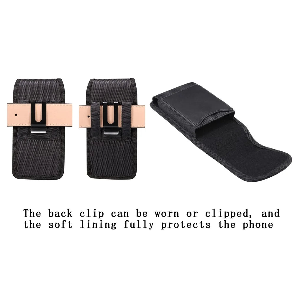 6.5 inch Phone Case Holster for Samsung Galaxy S25+ / S24+ / iPhone 8 Plus / Honor 50 , Magnetic Oxford Fabric Belt Clip Waist Bag with Card Slot - 7