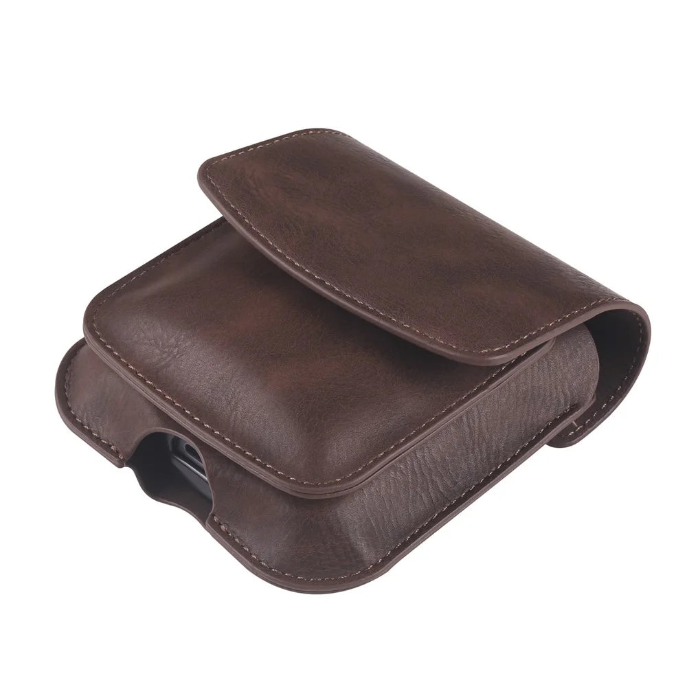 Foldable Waist Bag for Samsung Galaxy Z Flip7 FE 5G / Z Flip6 5G / AirPods 4 , Dual Compartment Compact Belt Pouch Phone Earbuds Holder - Coffee - 4