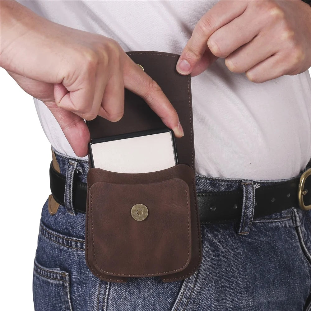 Foldable Waist Bag for Samsung Galaxy Z Flip7 FE 5G / Z Flip6 5G / AirPods 4 , Dual Compartment Compact Belt Pouch Phone Earbuds Holder - Coffee - 6