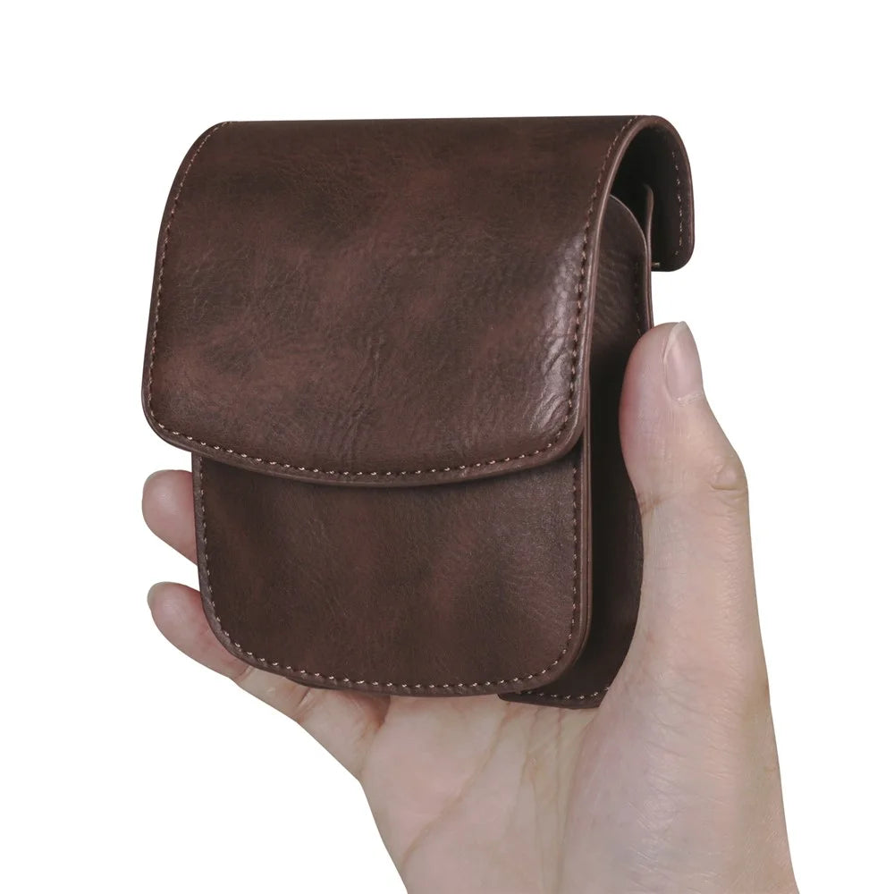 Foldable Waist Bag for Samsung Galaxy Z Flip7 FE 5G / Z Flip6 5G / AirPods 4 , Dual Compartment Compact Belt Pouch Phone Earbuds Holder - Coffee - 7