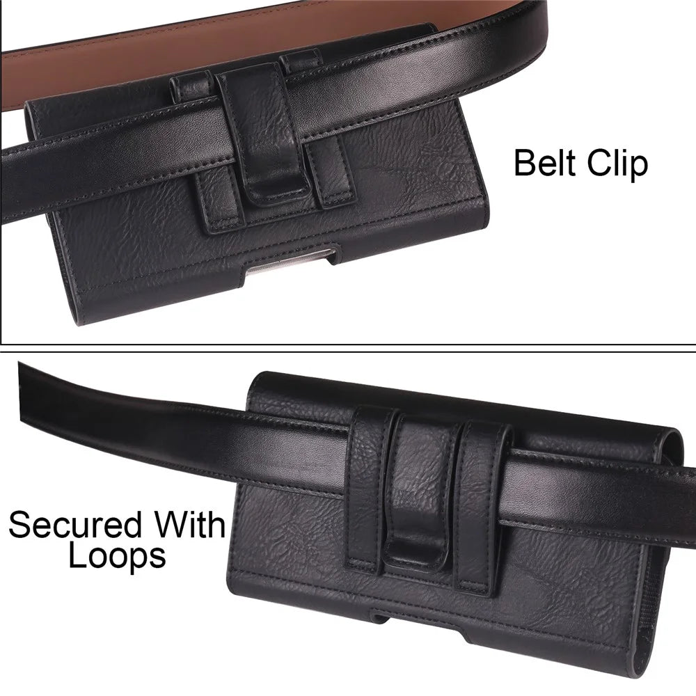 6.1 - 6.3 inch Waist Bag for iPhone 17e / 16e / 16 Pro / Samsung Galaxy S25 Horizontal Elastic Phone Holster with Card Slot - Black - 4