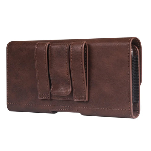 6.7 - 6.9 inch Waist Bag for iPhone 16 Pro Max / Samsung Galaxy S25 Ultra Horizontal Elastic Phone Holster with Card Slot - Coffee - 1