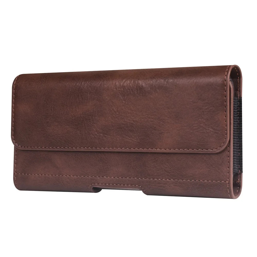 6.7 - 6.9 inch Waist Bag for iPhone 16 Pro Max / Samsung Galaxy S25 Ultra Horizontal Elastic Phone Holster with Card Slot - Coffee - 2