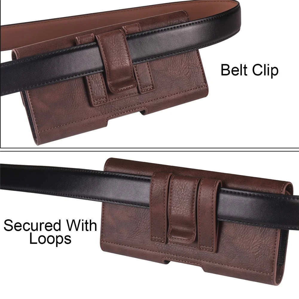 6.7 - 6.9 inch Waist Bag for iPhone 16 Pro Max / Samsung Galaxy S25 Ultra Horizontal Elastic Phone Holster with Card Slot - Coffee - 3
