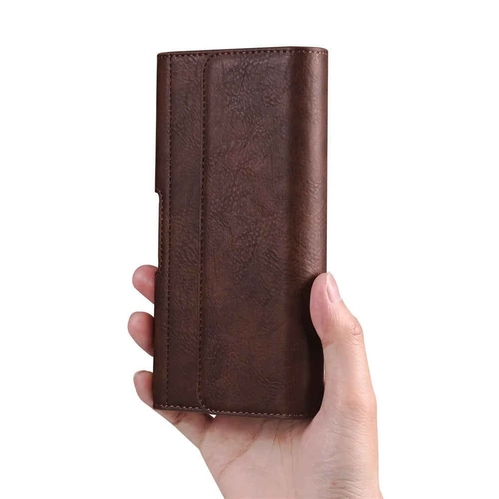 6.7 - 6.9 inch Waist Bag for iPhone 16 Pro Max / Samsung Galaxy S25 Ultra Horizontal Elastic Phone Holster with Card Slot - Coffee - 7