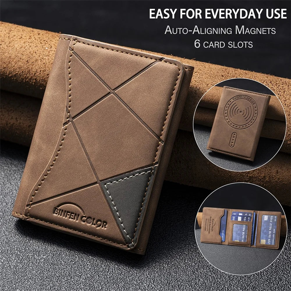 BINFEN COLOR BFK16 Magnetic Phone Card Holder Kickstand Rhombic Pattern Matte Card Bag Horizontal - Yellow - 6