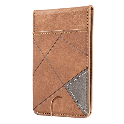 BINFEN COLOR BFK17 Magnetic Card Holder Kickstand Rhombic Pattern Slim Matte Card Bag Vertical - Yellow - 1