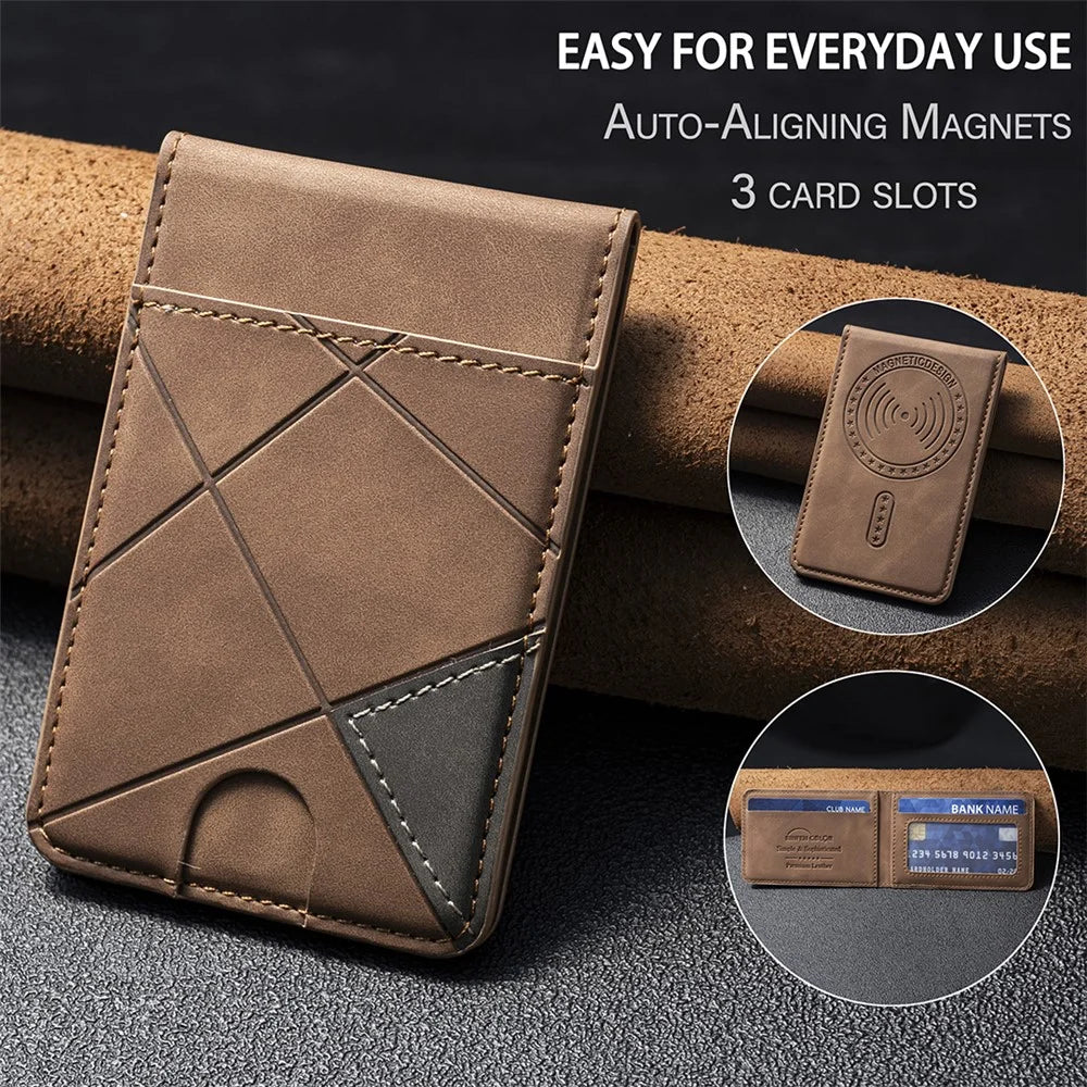 BINFEN COLOR BFK17 Magnetic Card Holder Kickstand Rhombic Pattern Slim Matte Card Bag Vertical - Yellow - 6