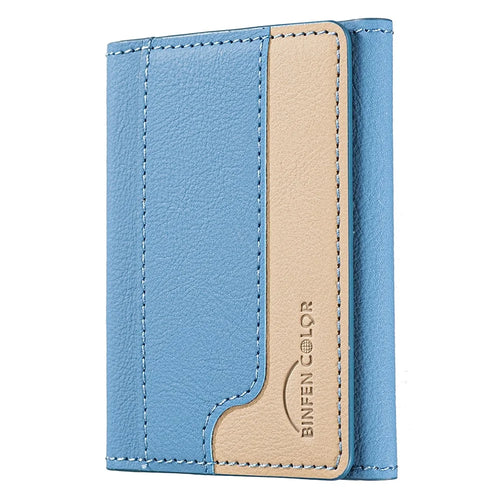 BINFEN COLOR BFK18 Magnetic Phone Card Holder Kickstand Splicing Color Matte Card Bag Horizontal - Baby Blue - 1