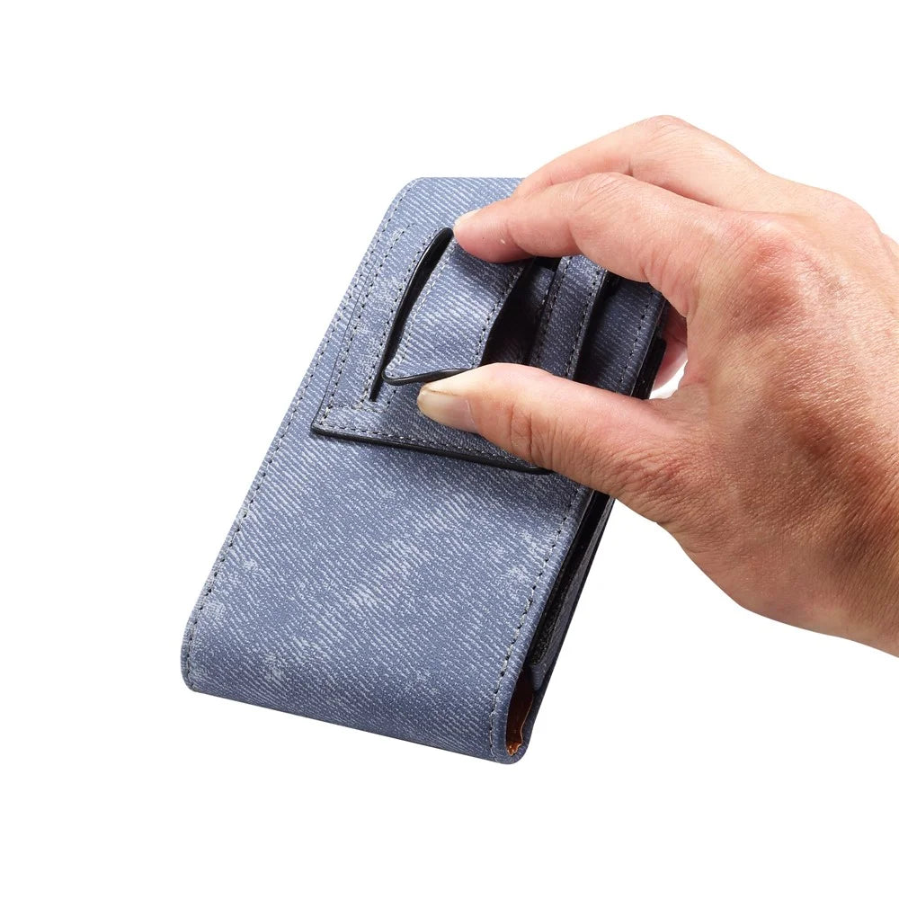 6.5 inch Phone Case Holster for Samsung Galaxy S26+ / S25+ / S24+ / iPhone Air / 11 Pro Max / Huawei Mate 40 PU Leather Belt Clip Waist Bag - Blue - 6