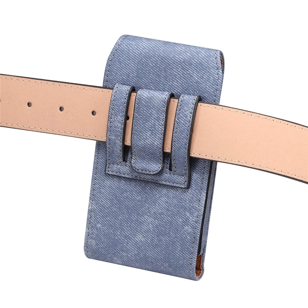 6.5 inch Phone Case Holster for Samsung Galaxy S26+ / S25+ / S24+ / iPhone Air / 11 Pro Max / Huawei Mate 40 PU Leather Belt Clip Waist Bag - Blue - 7