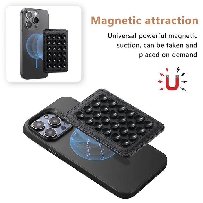 MC-W18 Magnetic Phone Back Stand Silicone Suction Cup Phone Mount - Black - 6