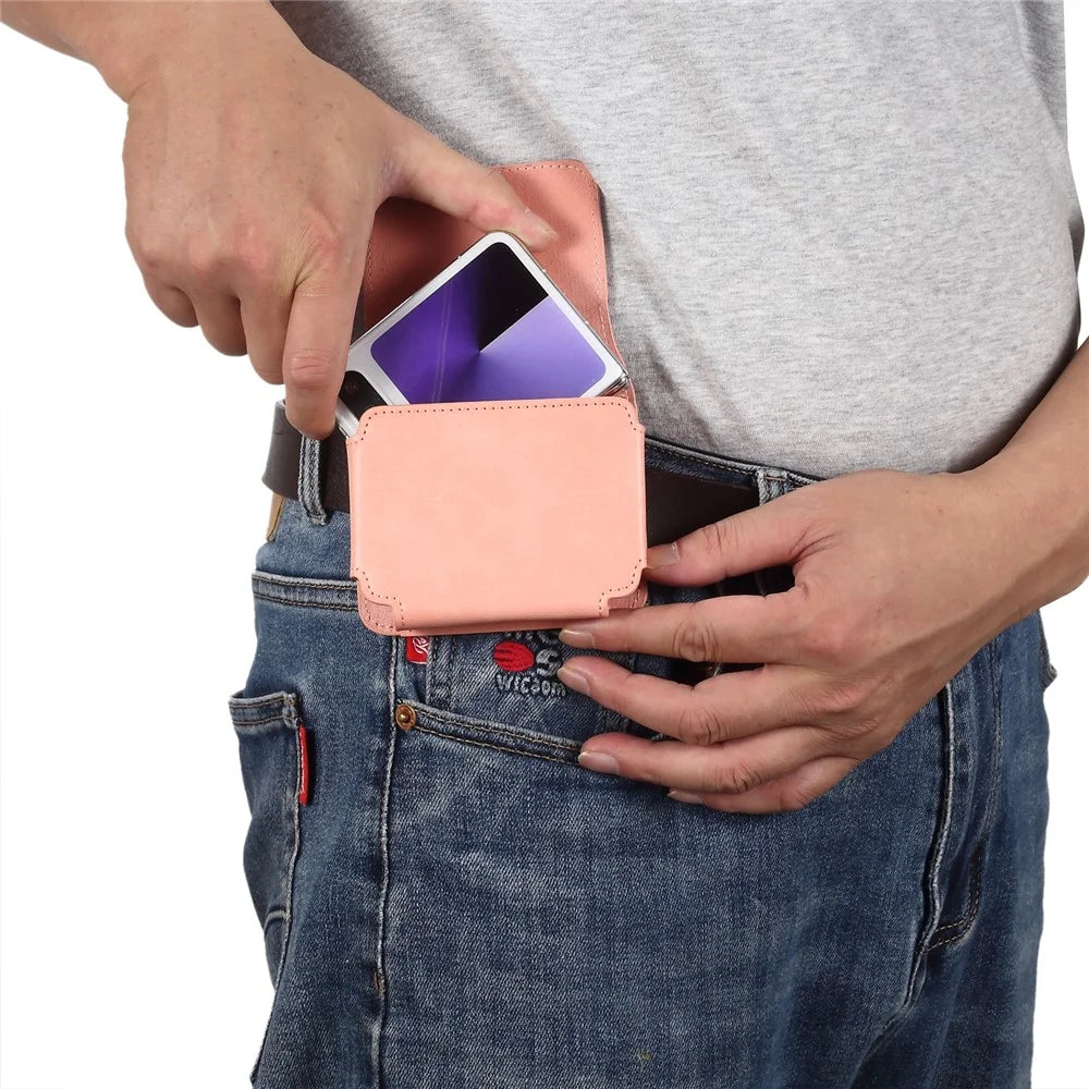 Foldable Smartphone Universal Phone Pouch For Huawei Pura X Phone Waist Belt Clip Holster - Pink - 4