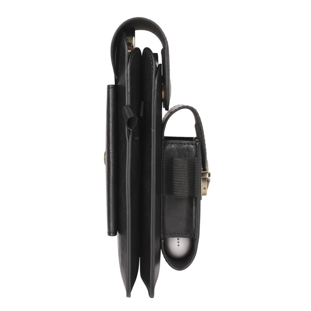 6.7 inch Crossbody Bag Vertical Phone Waist Bag Leather Belt Bag with Shoulder Strap - Black - 4