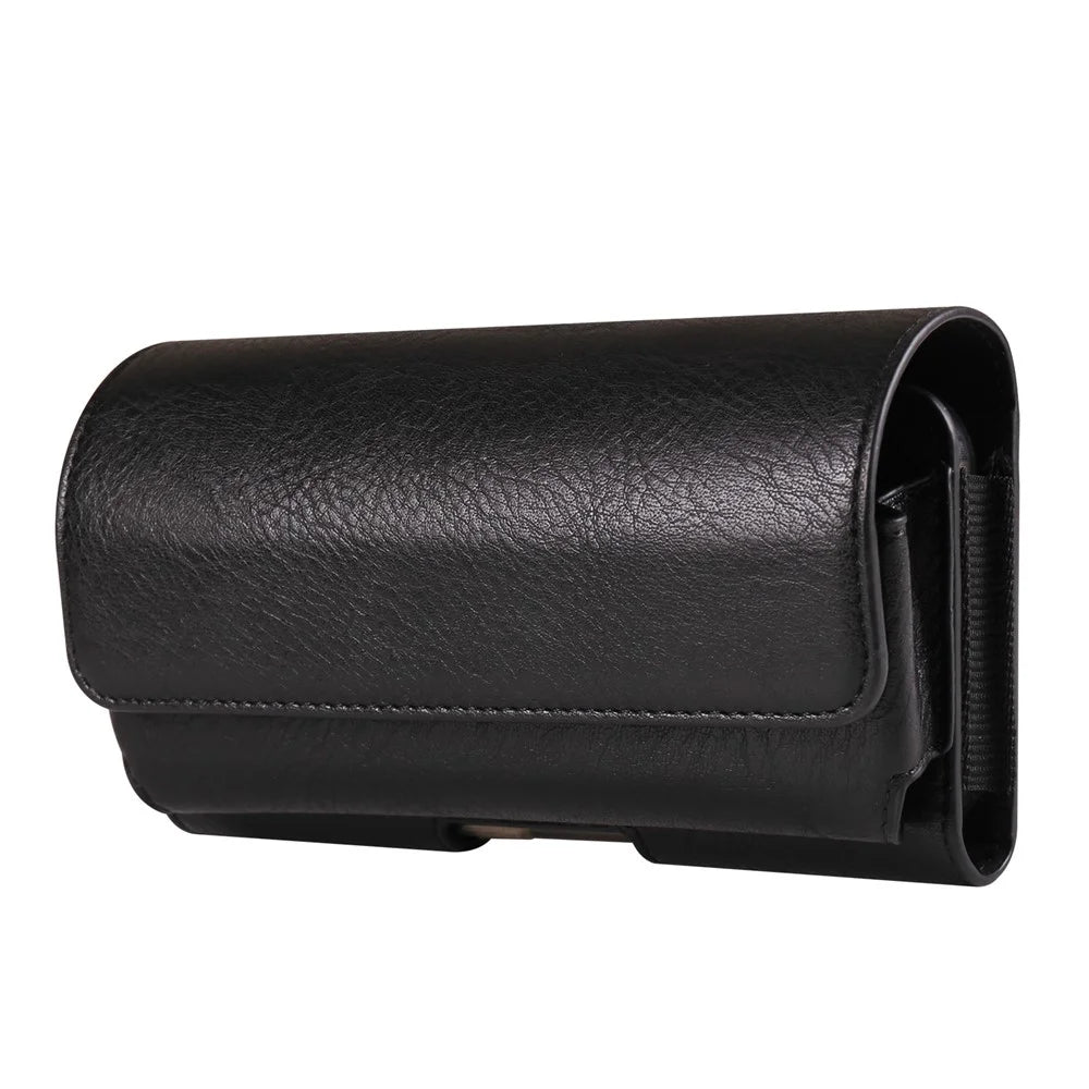 For 6.1 - 6.3 inch Phone Belt Holder Case Universal Waist Pack with Eyeglass Holder Elastic Band - Black - 1