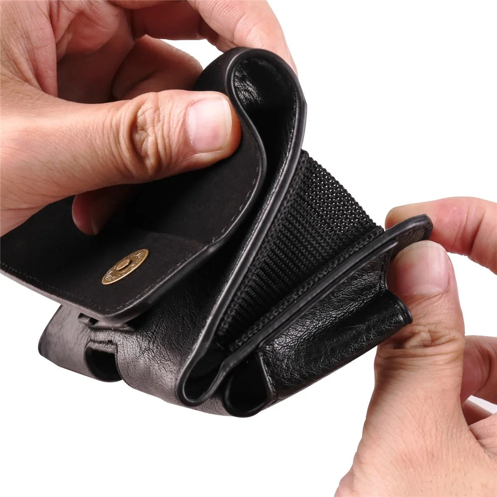 For 6.1 - 6.3 inch Phone Belt Holder Case Universal Waist Pack with Eyeglass Holder Elastic Band - Black - 5