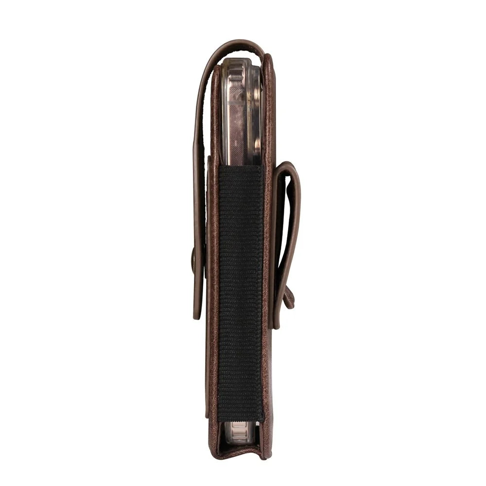 For 6.1 - 6.3 Inch Phone Pouch Vertical Card Holder PU Leather Elastic Side Bands Waist Case - Coffee - 5
