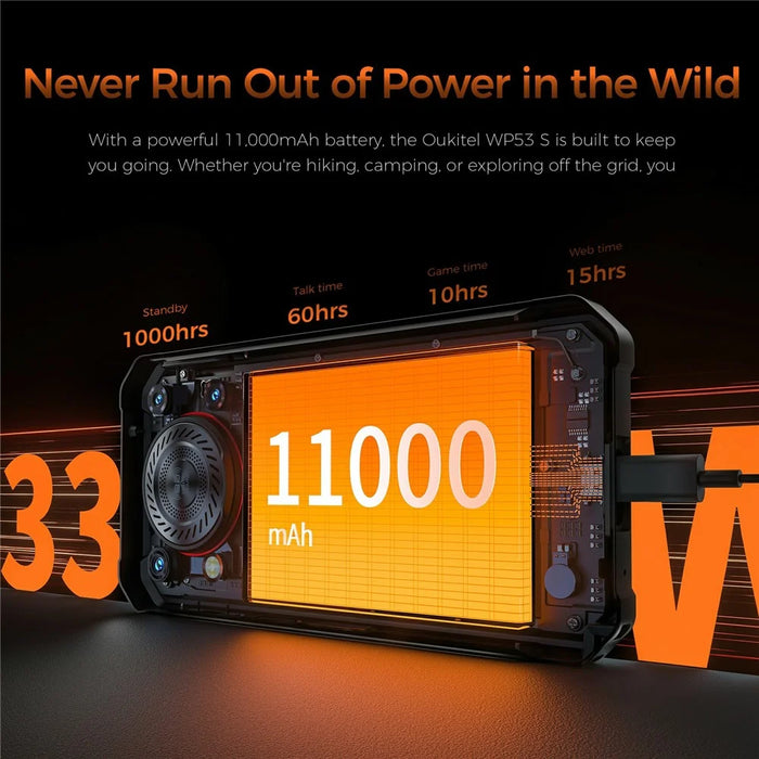 OUKITEL WP53S 4G Rugged Smartphone Unisoc T615 6.52 Inch Mobile Phone with 11000mAh Battery, 4+128GB - 5