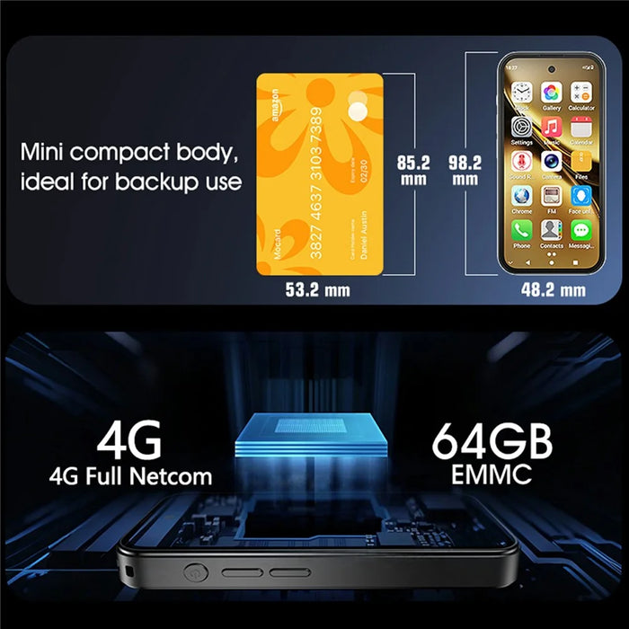 Q333 4G Mini Smartphone Dual SIM 3.97 Inch Screen Android 12.0 Mobile Phone with 2000mAh Battery, 4+64GB - Tarnish - 3
