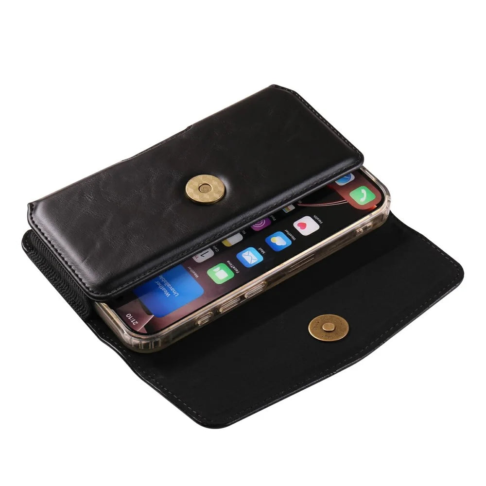 Universal Waist Pouch for 6.1 - 6.3 inch Smartphones Horizontal Design PU Leather Phone Belt Holder Case - Black - 4