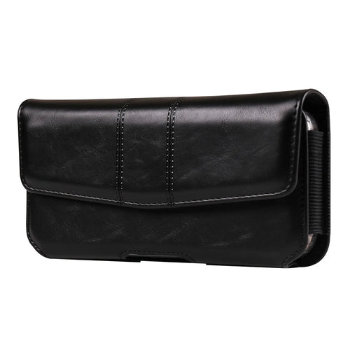 Universal Waist Pouch for 6.5 inch Smartphones Horizontal Design PU Leather Phone Belt Holder Case - Black - 1