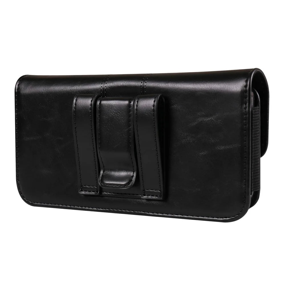 Universal Waist Pouch for 7.2 inch Smartphones Horizontal Design PU Leather Phone Belt Holder Case - Black - 2