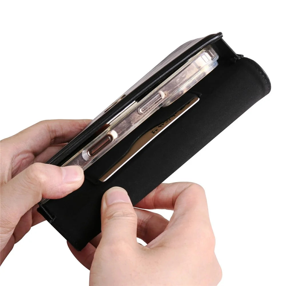 Universal Waist Pouch for 7.2 inch Smartphones Horizontal Design PU Leather Phone Belt Holder Case - Black - 6