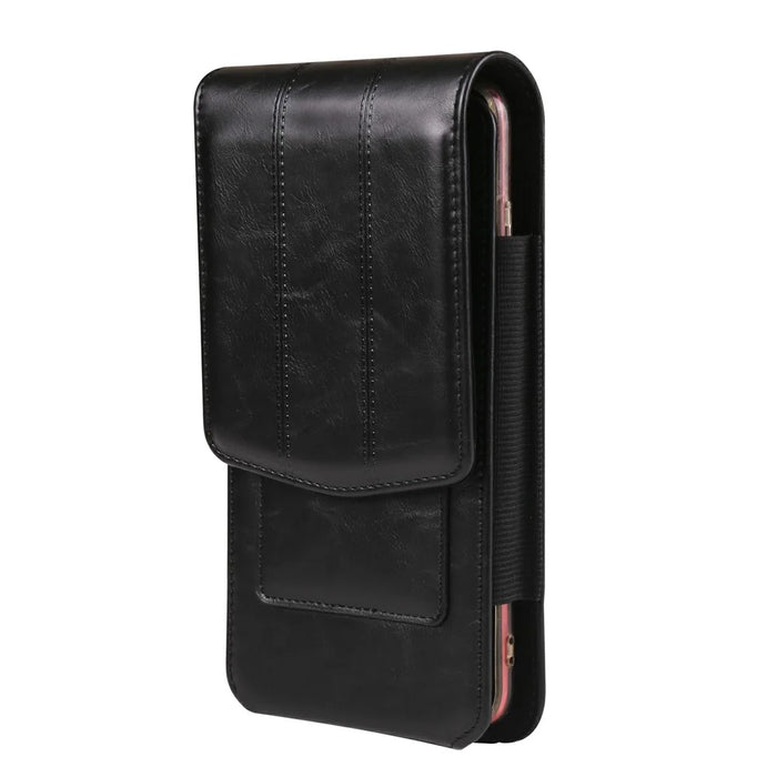 Universal Waist Pouch for 6.7 - 6.9 inch Smartphones Vertical Design PU Leather Cell Phone Belt Holster - Black - 1