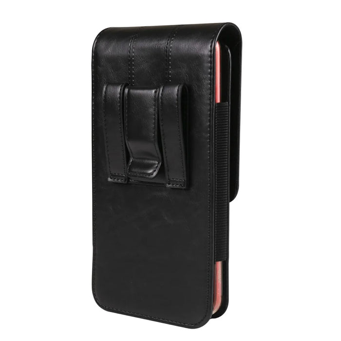 Universal Waist Pouch for 6.7 - 6.9 inch Smartphones Vertical Design PU Leather Cell Phone Belt Holster - Black - 2